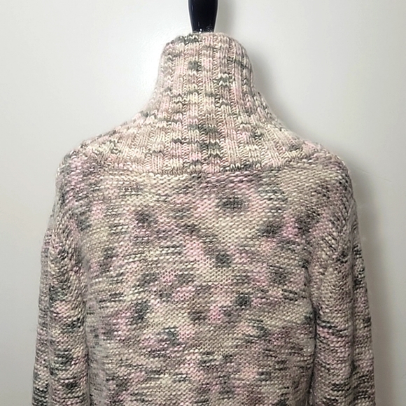 Liz Claiborne Wool Blend Chunky Shawl Collar Sweater Neutral Tone Colors Large - Picture 6 of 14